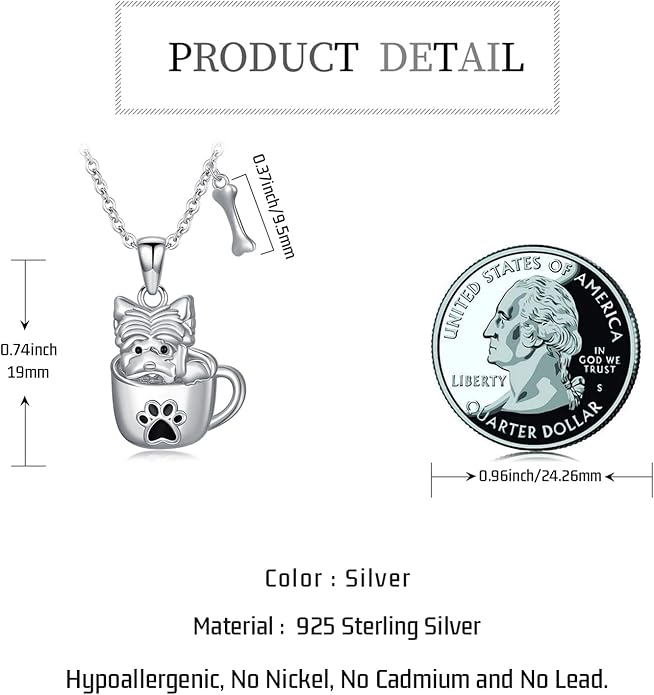 Dog Cat Necklace Pendant 925 Sterling Silver Pet Jewelry Gifts for Women