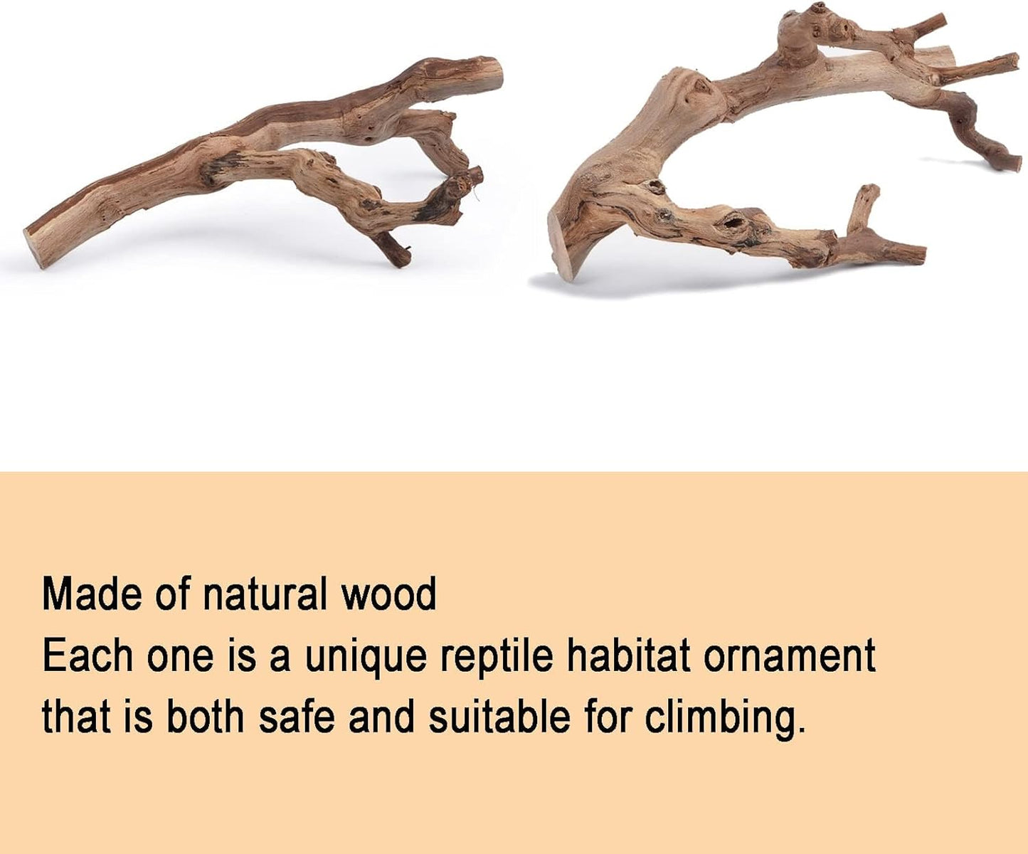 BNOSDM 2PCS Reptile Wood Branches Decor Lizard Habitat Decoration Snake Climbing Branch Accessories Terrarium Tree Trunk Ornament for Bearded Dragon Gecko Frog Chameleon Spider