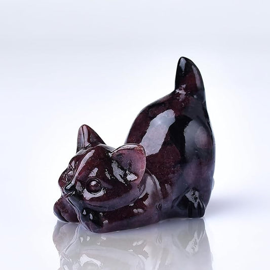 Natural Garnet Cat Decor Statue Crystals and Healing Stones Cat Figurine Polished Gemstones Bedroom Office Desk Home Decoration A Lucky Decoration for Cat Lover