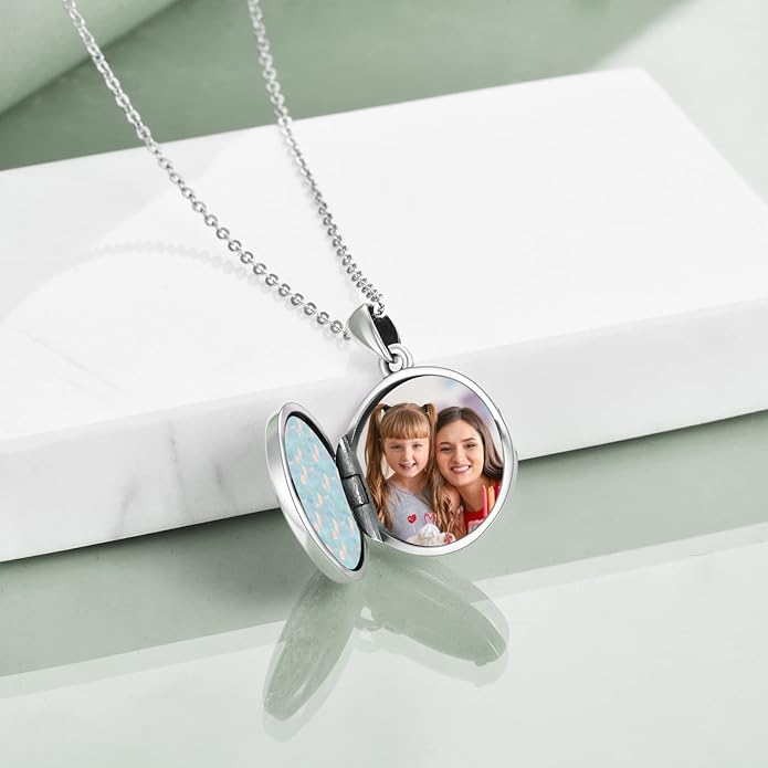 ONEFINITY Tree of Life Locket Necklace Sterling Silver Locket Necklace That Holds Pictures Tree of Life Locket Pendant for Women Wife Girlfriend