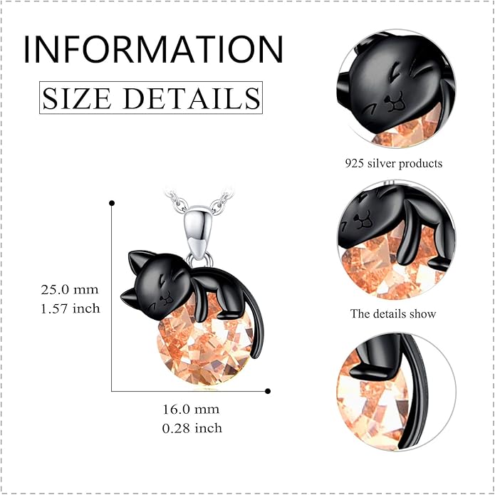 Cat Necklace Sterling Silver Cat Pendnat with Rose Quartz Pearl Jewelry Gifts for Women Cat Lovers