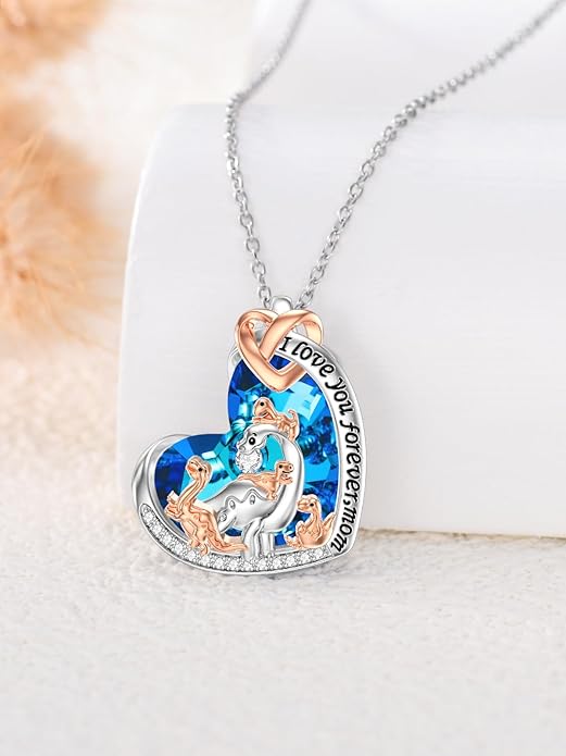 Mothers Day Gift for Mom 925 Sterling Silver Mama Bear/Dinosaur/Cat/Bird/Chicken Necklace with 1 2 3 4 5 Cubs Jewelry for Women Wife Grandma