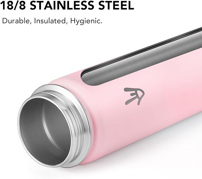 Enerbone 24 oz Insulated Water Bottle, Stainless Steel Bottle with Carrying Strap, Double-Wall Vacuum Insulation Design, Leakproof Sports Bottle with Straw, Keep Drinks Cold or Hot for Hours