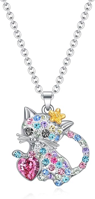 SUMFAN Cat Necklace Jewelry for Women & Girls, Teen Girls' Cat Lover Gifts