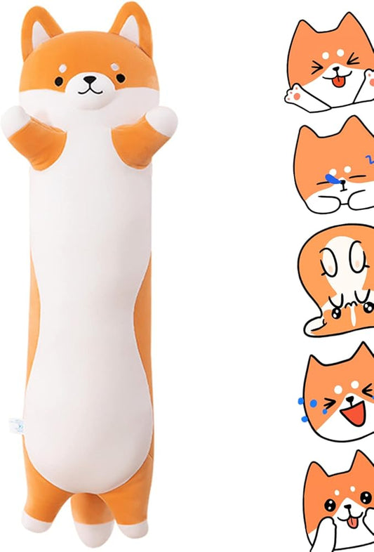 43.32'' Jumbo Dog Stuffed Animals Long Dog Plush Pillow Toy Sleeping Cute Cartoon Soft Long Body Pillow Gift for Kids Adults