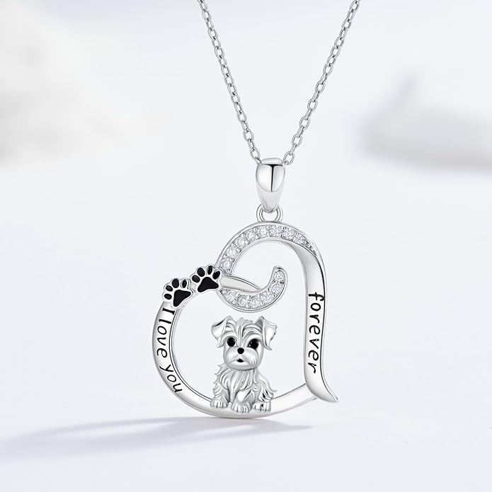 Dog/Paw Print/Infinity Necklace for Women 925 Sterling Silver Heart Dogs Pendant Necklaces Jewelry Christmas Birthday Gifts for Dog Lovers Friends