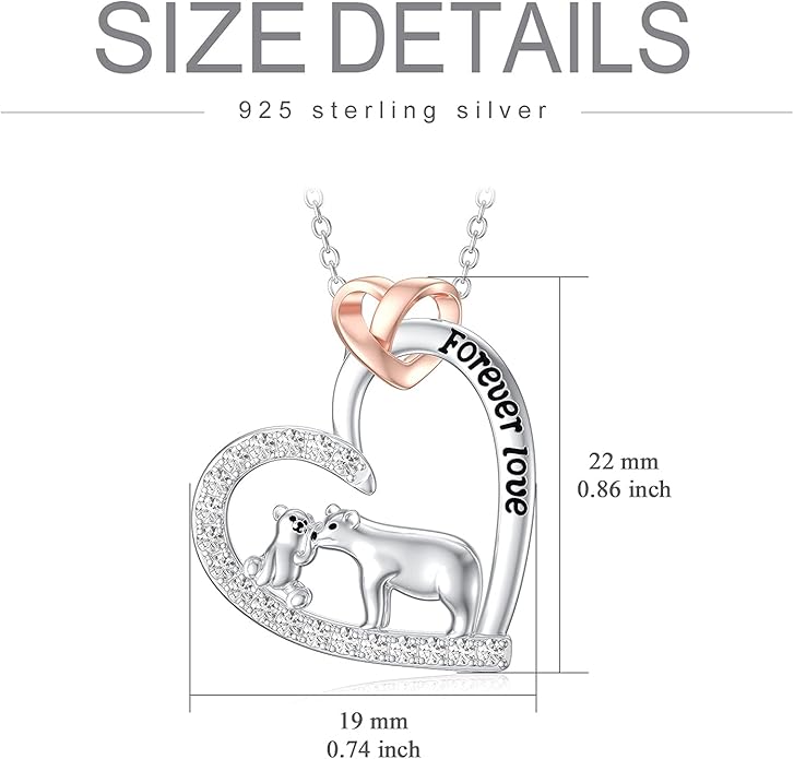 Mothers Day Gift for Mom 925 Sterling Silver Mama Bear/Dinosaur/Cat/Bird/Chicken Necklace with 1 2 3 4 5 Cubs Jewelry for Women Wife Grandma