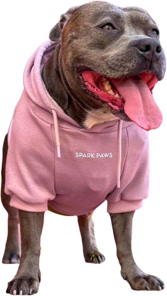 Spark Paws Dog Hoodie – Premium Dog Sweater for Small, Medium, and Large Dogs | Warm Outfits for French Bulldogs, Pitbull, Puppy, Winter Jacket Alternative - Dusty Pink - 2XL