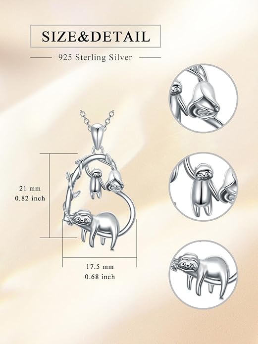 Cute Mother and Daughter Fox/Cat/Cow/Monkey/Panda Necklace 925 Sterling Silver Heart Flower Heart Necklace Animal Jewelry Mother's Day Jewelry for Women