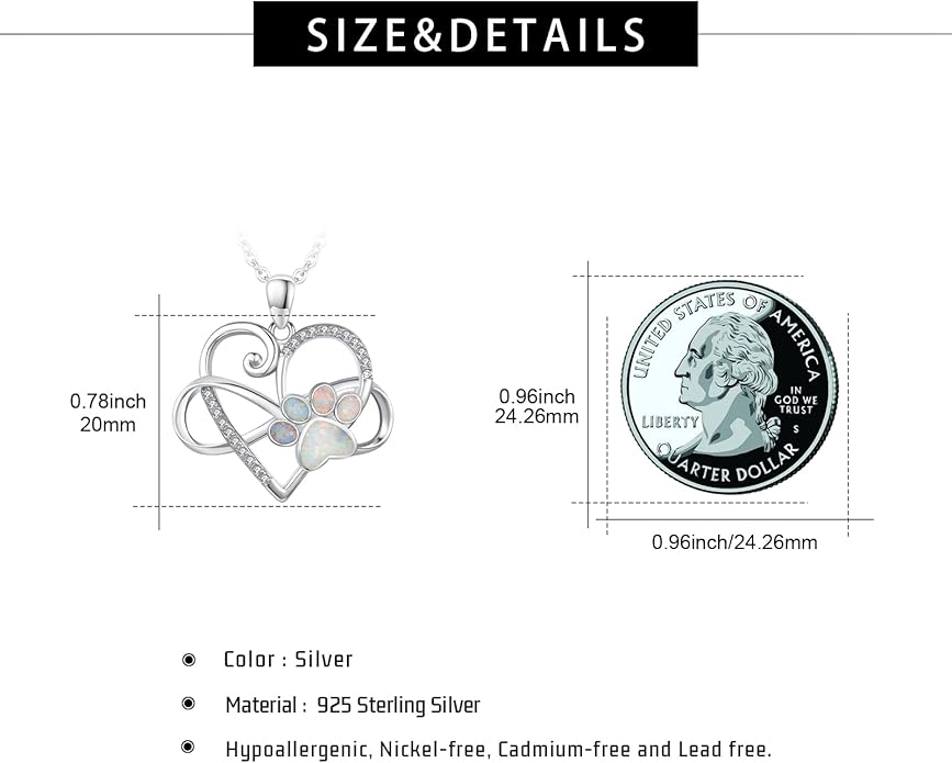 Dog Cat Necklace Pendant 925 Sterling Silver Pet Jewelry Gifts for Women