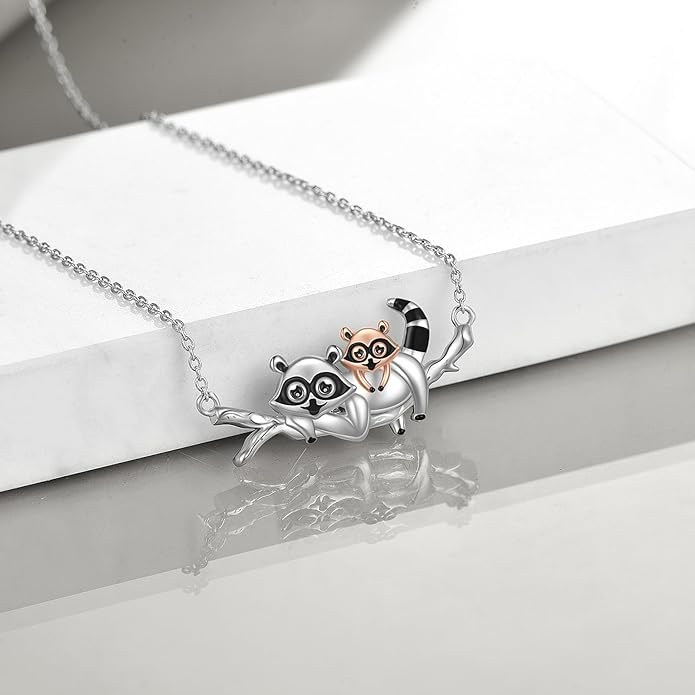 TIGER RIDER Bee Necklace for Women Sterling Silver Cute Animal Axolotl Dragonfly Moth Owl Black Cat Pendant Necklaces Animals Jewelry Birthday Gifts for Women Wife