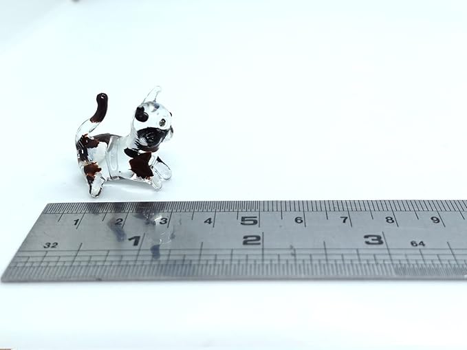 Cat Tiny Micro Figurines Blown Glass Art Animals Hand Painted Collectible Gift Decorate (Calico Cat)