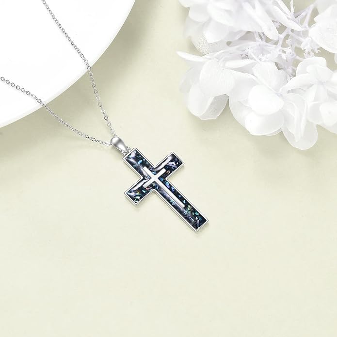 YFN Cross Necklace Sterling Silver Religious Cross Pendant Jewelry Christian Gifts for Women Men