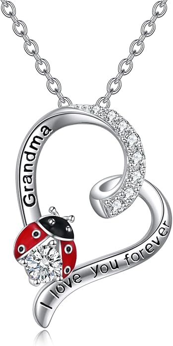 POPLYKE Ladybug Necklace for Women Sterling Silver Ladybug Jewelry Gifts for Mother Daughter