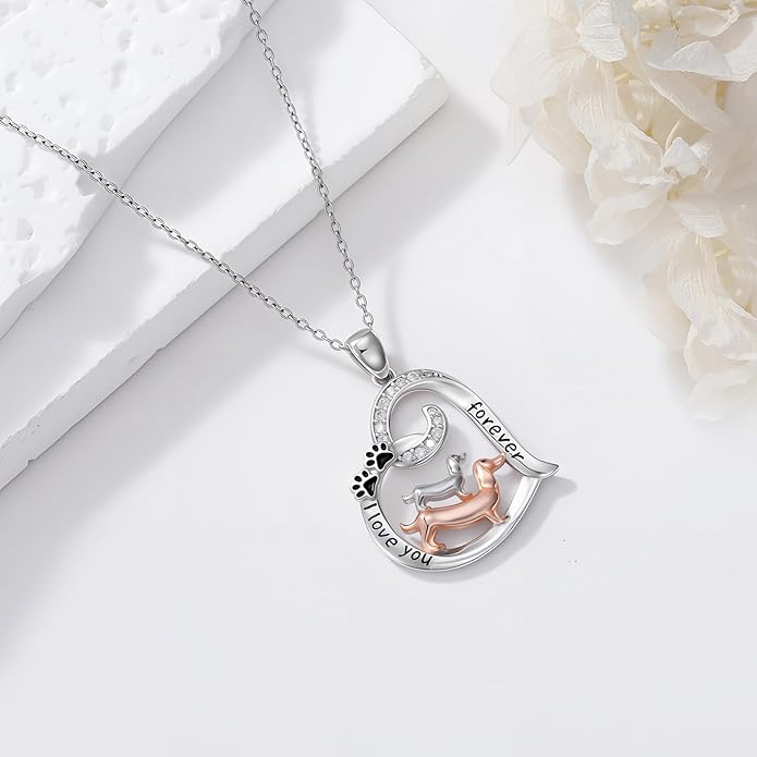 Dog/Paw Print/Infinity Necklace for Women 925 Sterling Silver Heart Dogs Pendant Necklaces Jewelry Christmas Birthday Gifts for Dog Lovers Friends