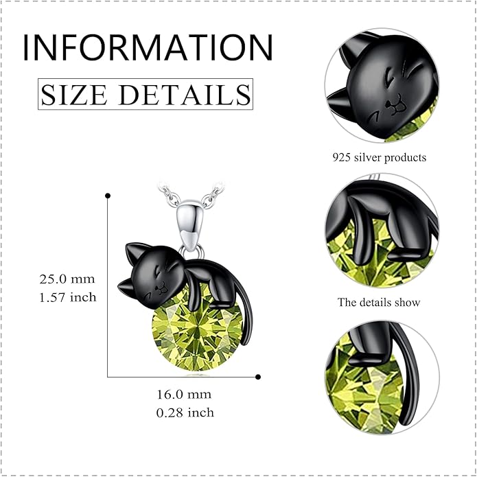 Cat Necklace Sterling Silver Cat Pendnat with Rose Quartz Pearl Jewelry Gifts for Women Cat Lovers