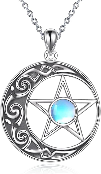 AOBOCO Cat Necklace Sterling Silver Bat Black Cat Quartz Cat Necklace Ghost Pumpkin Pentagram Witch Pendant Necklace Halloween Gifts for Women