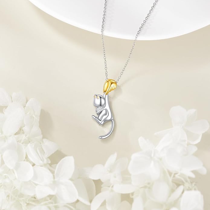 POPLYKE Spider/Butterfly/Fox/Killer Whale/Pande/Shark/Cat/Owl/Mermaid/Dragonfly Necklace 925 Sterling Sliver Animal Necklace Pendant Jewelry Gifts for Women