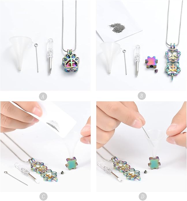 Pet Cremation Jewelry for Dog/Cat Paw Stainless Steel Memorial Locket Urn Necklace with Hollow Urn Cremation Jewelry for Ashes