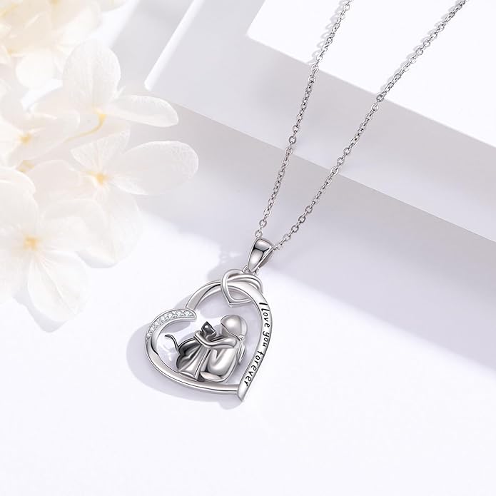 Dog Cat Necklace Pendant 925 Sterling Silver Pet Jewelry Gifts for Women