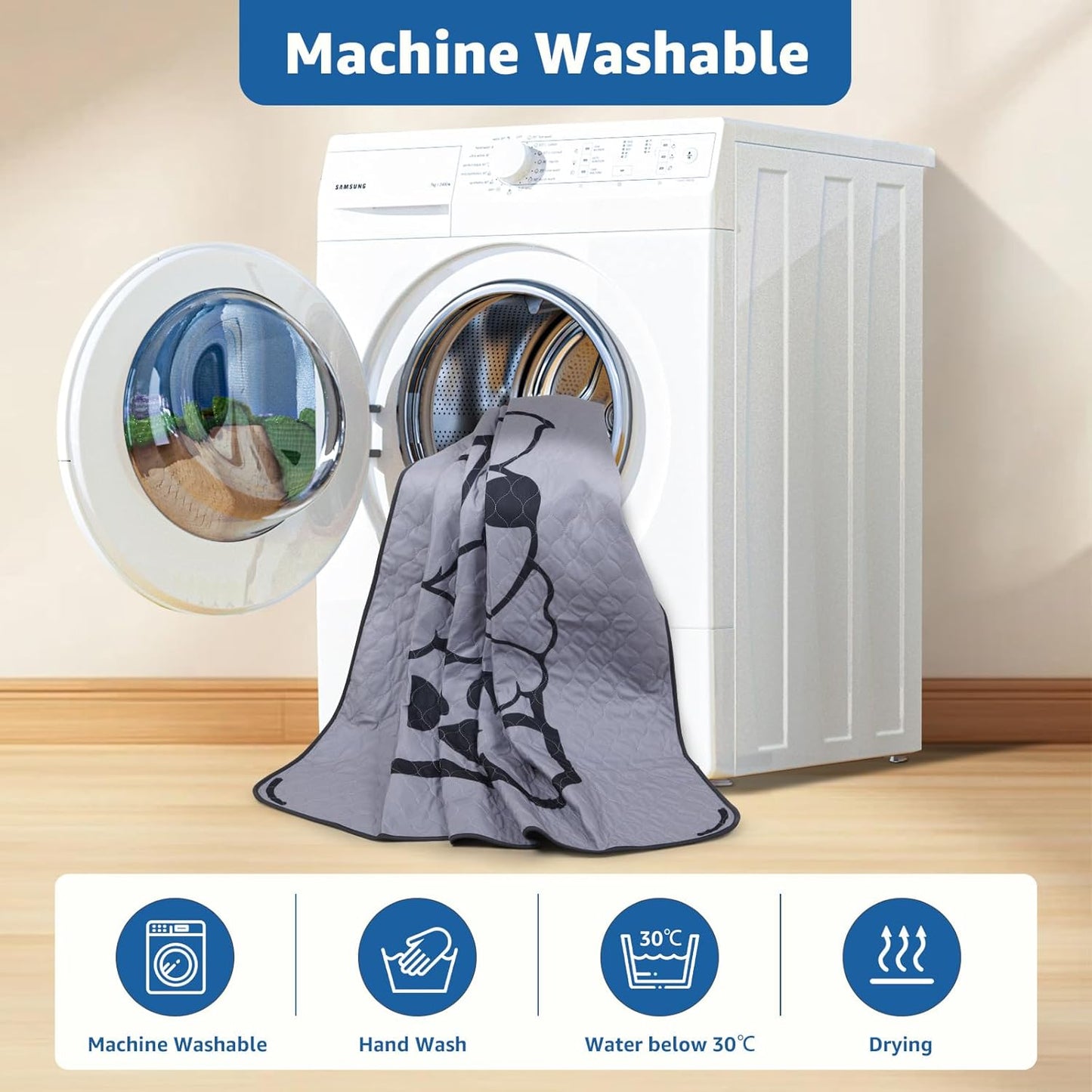 Washable Pee Pads for Dogs: 48x48 2 Pcs Reusable Puppy Pads - Absorbent Whelping Pads, Non-Slip Waterproof Pet Training Pads for Couch, Crate, Potty Training, Floor, Gray