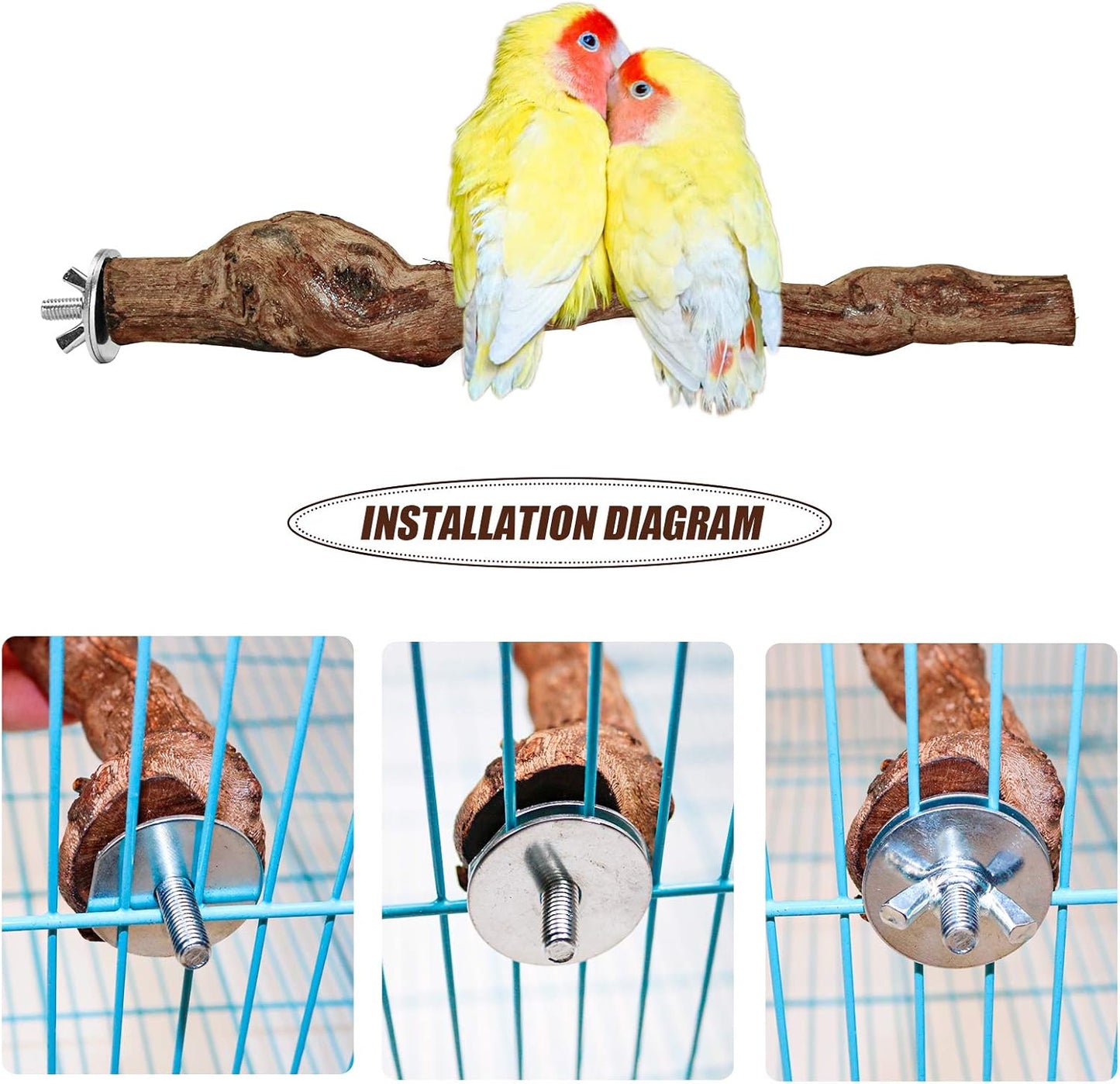 2 Packs Parrot Perch Stand,Natural Grapevine Wood Perch Parrots Cage Perch Toys Suitable for Small or Medium Parrots Parakeets Cockatiels Conures Lovebirds in Cage Accessories Supplies (Style-1)