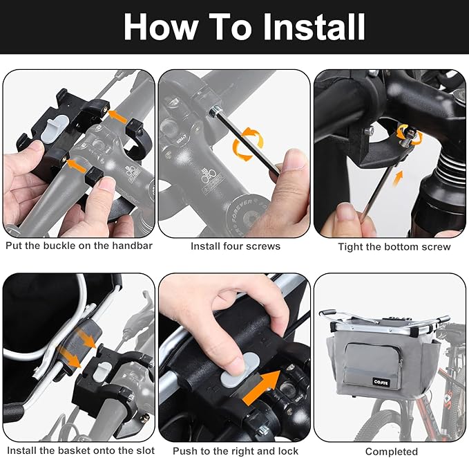 COFIT Detachable Bike Basket, Multi-Purpose Bicycle Handlebar Basket for Pet, Shopping, Commuter, Camping and Outdoor