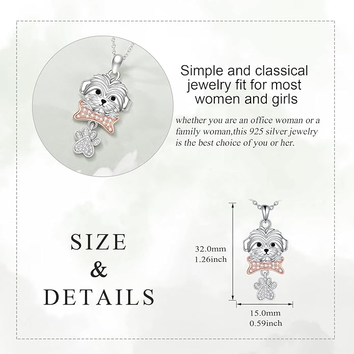 YAFEINI Animal Necklace Sterling Silver Moonstone/Turquoise/Abalone Shellfish Pendant Animal Necklace Cute Animal Jewelry Birthday Gifts Woman
