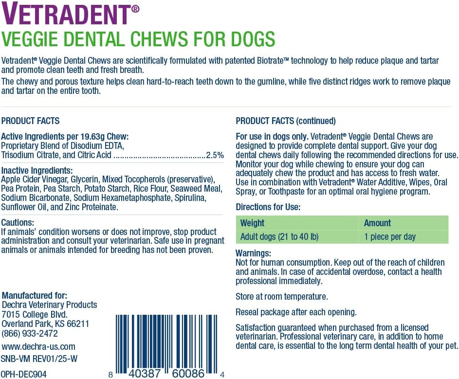 Vetradent® Veggie Dental Chews for Medium Dogs