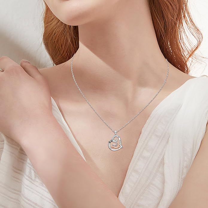 Dog/Paw Print/Infinity Necklace for Women 925 Sterling Silver Heart Dogs Pendant Necklaces Jewelry Christmas Birthday Gifts for Dog Lovers Friends