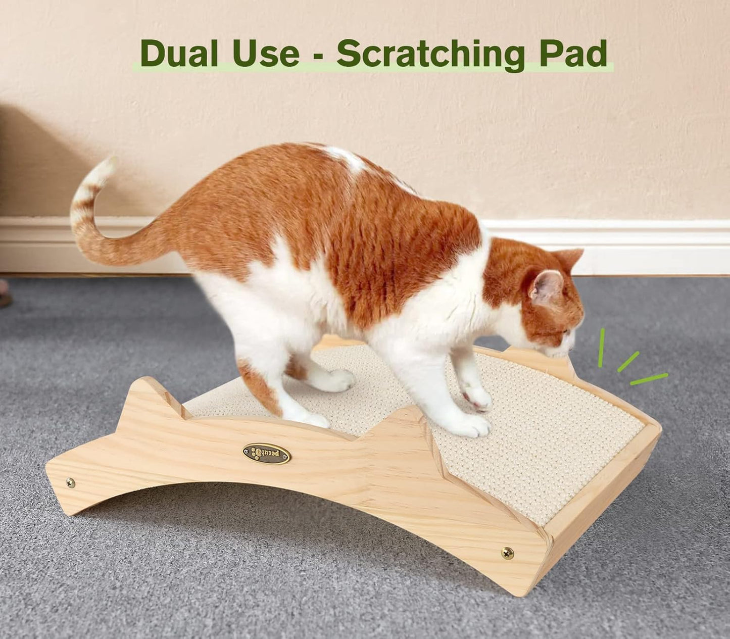 Cat Scratchers for Indoor Cats, Double-Sided Cat Scratcher with Natural Sisal, Scratch Pad for Scratcher Lounge, Durable Solid Wooden Structure