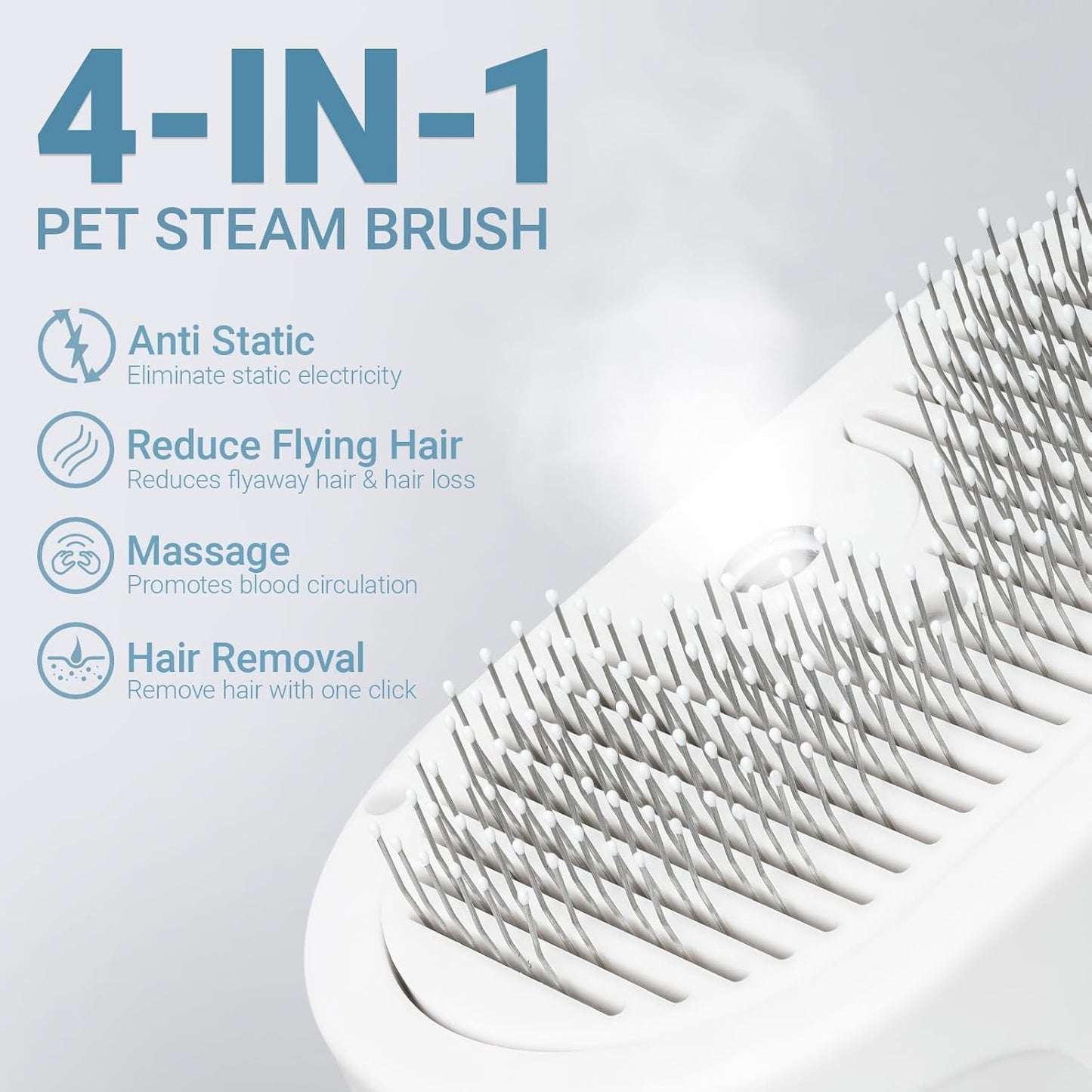 Pet Steam Brush for Dogs & Cats with Pet Conditioner, 4 in 1 Spray Hair Removal Comb for Shedding & Grooming, Self Cleaning Water Brush for Long & Short Haired Pets
