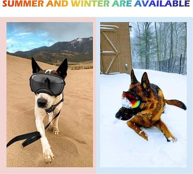 Large Dog Sunglasses, Dog Goggles with Adjustable Strap UV Protection Winproof Dog Puppy Sunglasses, Suitable for Medium-Large Dog Pet Glasses, Dogs Eyes Protection