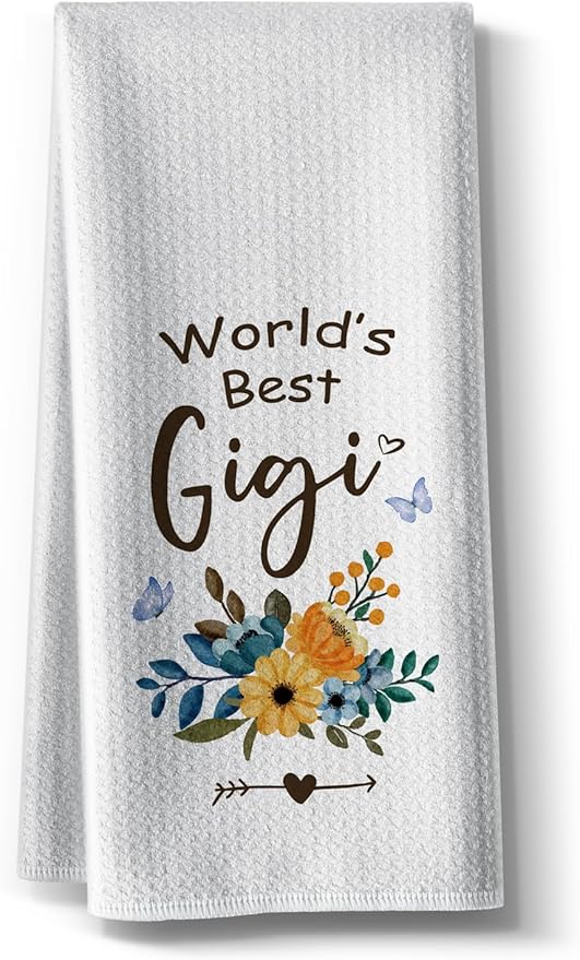 Gigi Kitchen Towels,Funny Joked Flour Dishcloth,16 *24 Inches,Microfiber Dish Towel Decor,Hilarious Absorbent Hand Tea Rags,World ’S Best Gigi Grandma Gifts On Birthday Christmas Mothers Day