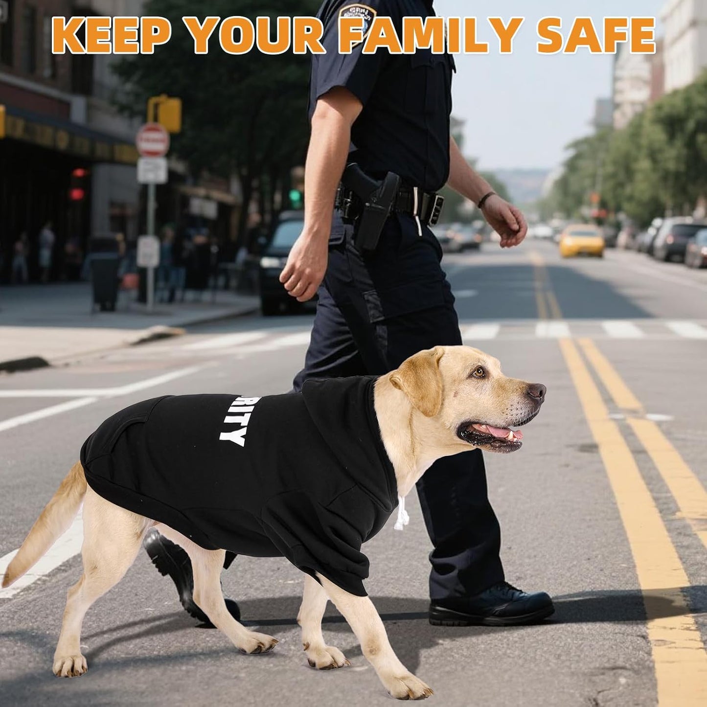 KOOLTAIL Security Dog Hoodie, Fall Puppy Sweater Clothes for Small Medium Large Dogs, Soft Warm Winter Pet Cold Weater Coats Hooded Sweatshirt with Pocket, Dog Halloween Costume for Girl Boy, Black L