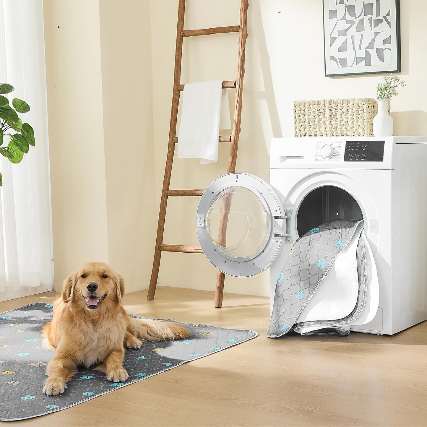 Aitmexcn Washable Puppy Dog Pee Pad, 4PCS 100% Waterproof Whelping Training Mat for Puppy/Senior Dog, Fast Drying Reusable Puppy Pads for Indoor, Outdoor and Car Travel- 32x36'' Llight Gray