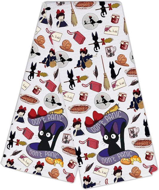 CMNIM Kiki Inspired Gifts Kiki Kitchen Towel Kiki Bakery Gifts for Baking Lover Kiki Anime Fans Gift Black Cat Jiji Hand Towel (25429 K Cat Towel)