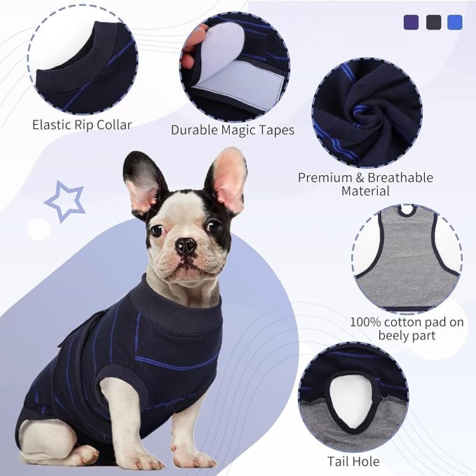 Kuoser Recovery Suit for Dogs After Surgery,Dog Surgery Suit Female Male Spay,Neuter Anti-Licking Dogs Onesie,Abdominal Wound Skin Disease Dog Surgical Suit Snugly Pet Collar Alternative Vest Bodysuit