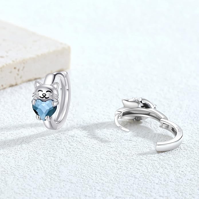 925 Sterling Silver Cat Earrings Cute Animal Kitten Stud Earrings cat Jewelry Gifts for Women Girls Hypoallergenic Earrings for Sensitive Ears