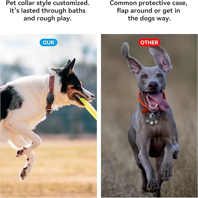 IPX8 Waterproof for Airtag Dog Collar Holder [Metal Back Plate] Ultra-Durable Dog & Cat Collars Mount for AirTag, Suitable for All Widths of Collars (4 Pack)