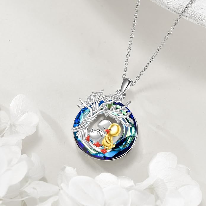 YAFEINI Animal Necklace Sterling Silver Moonstone/Turquoise/Abalone Shellfish Pendant Animal Necklace Cute Animal Jewelry Birthday Gifts Woman