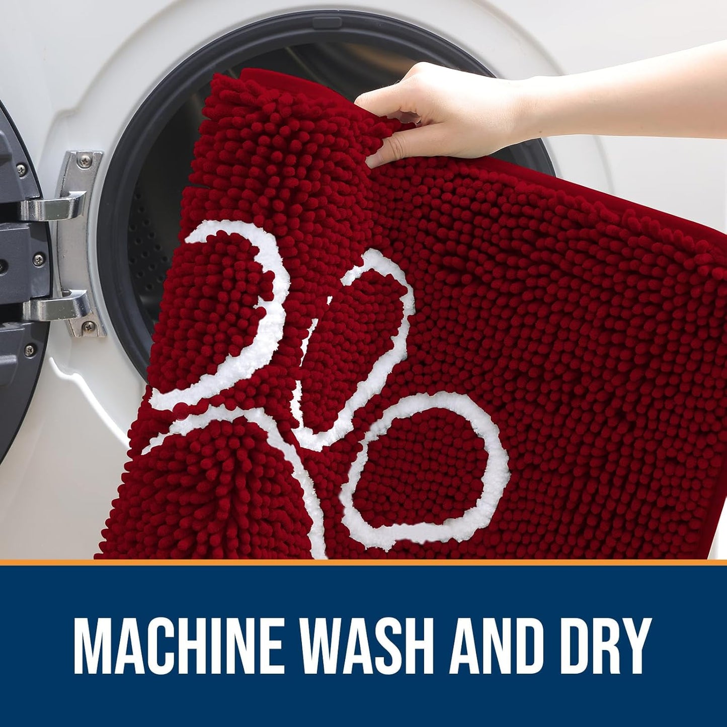 OLANLY Door Mat for Muddy Dog Paws 30x20, Ultra Absorbent Chenille Mud Doormat with Paw Print Design, Non-Slip Washable Doormat for Indoor Entryway, Quick-Dry Pet Bed Mats for Dirty Dogs, Red