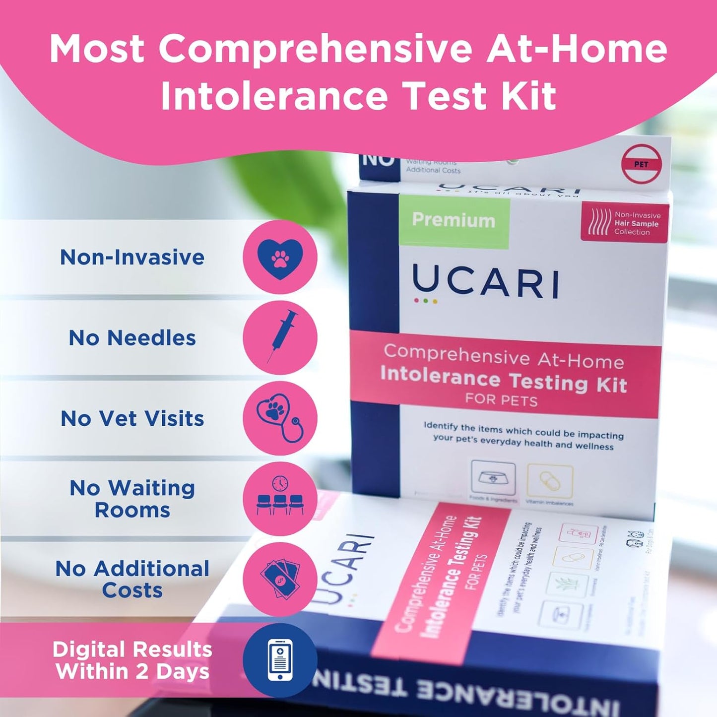 UCARI Pet Sensitivity Test | Screens for 750+ Intolerances | Food & Nutritional Analysis | Painless Home Test Hair Sample Method | Results in 48 Hours | Cats & Dogs