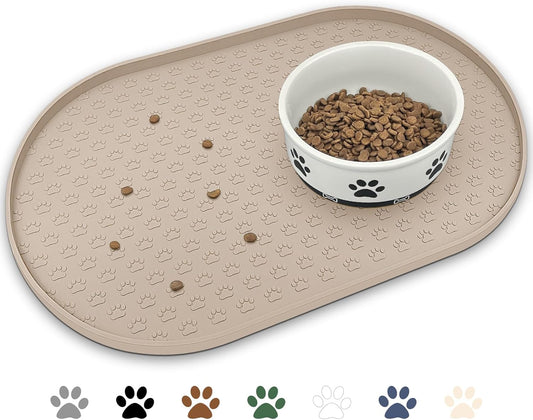 KPWACD Dog Food Mat Anti-Slip Bowl Mats for Food and Water, High-Lips Waterproof Pet Placemat Prevent Messy Spills to Floor, Silicone Puppy Feeding Trays for Large Medium Small Dogs Cats