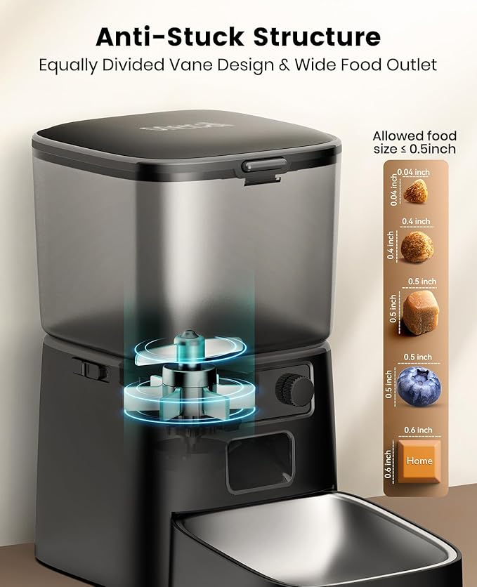 oneisall Automatic Cat Feeder, WiFi Cat Food Dispenser with App Control, Auto Cats Feeder Automatic for Dry Food, Smart Pet Food Dispenser with Portion Control for Small Pets Indoor