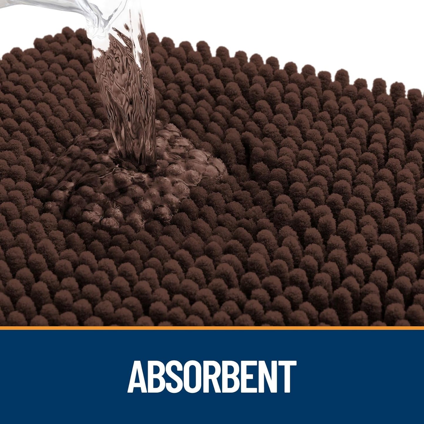 OLANLY Dog Door Mat for Muddy Paws 34x21, Absorbs Moisture and Dirt, Absorbent Non-Slip Washable Doormat, Quick Dry Chenille Mud Mat for Dogs, Entry Indoor Entryway Carpet for Inside Floor, Brown