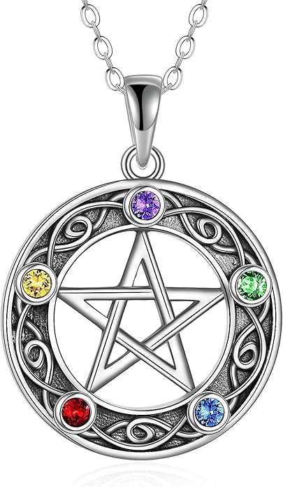 AOBOCO Cat Necklace Sterling Silver Bat Black Cat Quartz Cat Necklace Ghost Pumpkin Pentagram Witch Pendant Necklace Halloween Gifts for Women