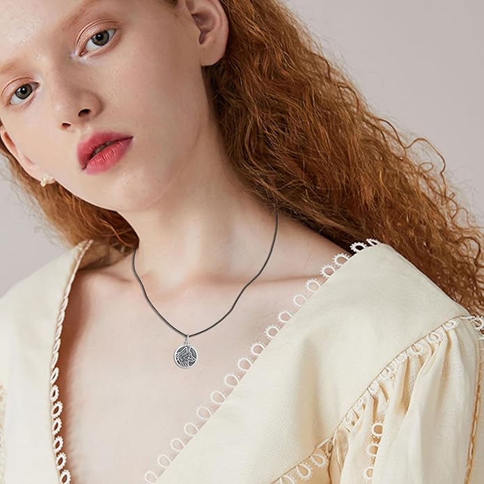 MEDWISE Wing/Wolf/Compass Urn Necklace for Ashes 925 Sterling Silver Necklace Guardian Angel Ashes Keepsake Memorial Urn Pendant Pet Cremation Jewelry for Ashes Memorial Jewelry for Dog Cat Pet Men