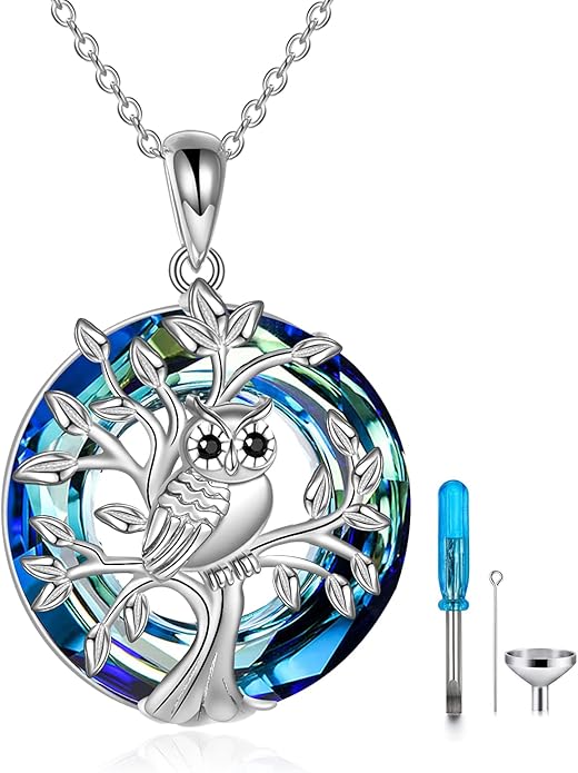 ONEFINITY Sterling Silver Always in My Heart Owl Urn Necklace for Ashes Owl Cremation Jewelry for Ashes of Loved Ones Keepsake Jewelry