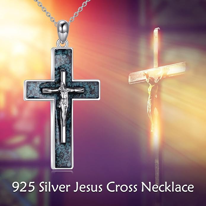 YFN Cross Necklace Sterling Silver Religious Cross Pendant Jewelry Christian Gifts for Women Men